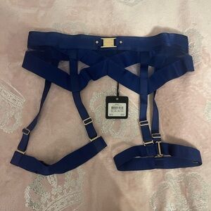 Deep blue with gold garter belt